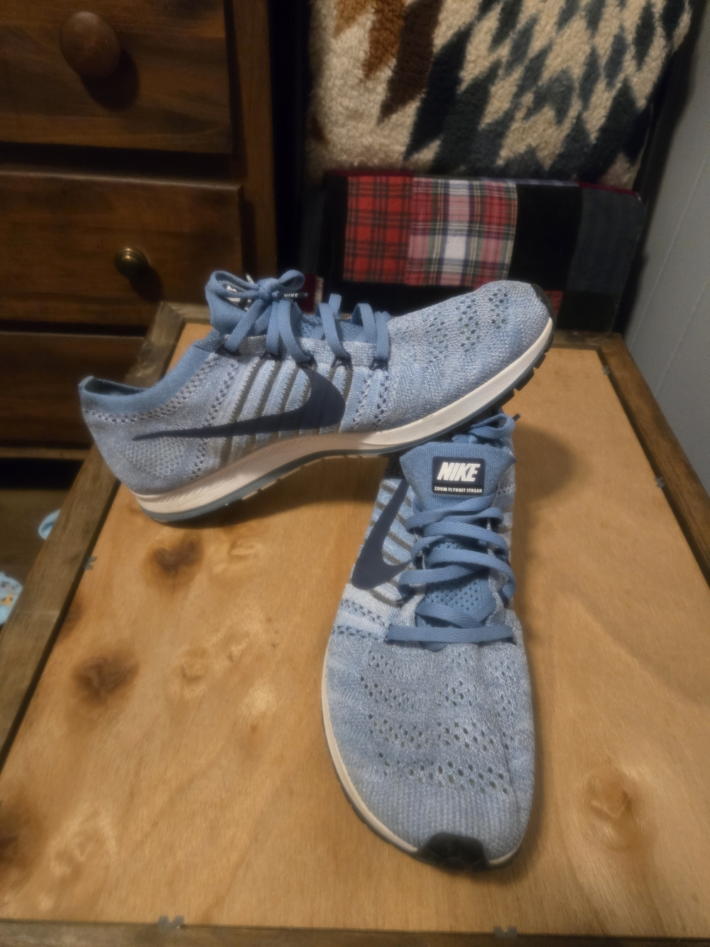 Nike Men’s Flyknit Running Shoes - Light Blue with Black Swoosh
